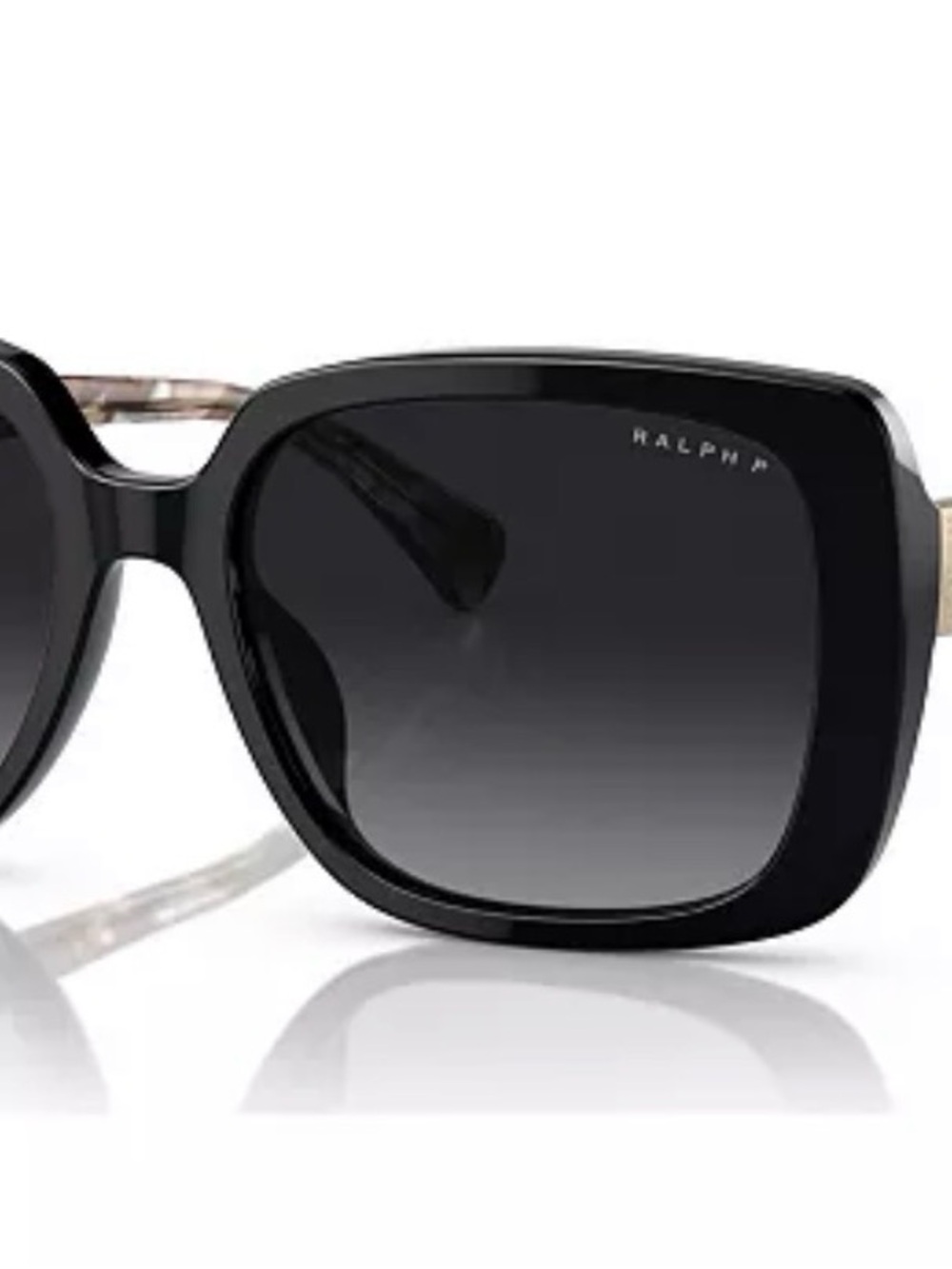 Ralph Lauren Black Square Gradient Women's Sunglasses with Gold Accents